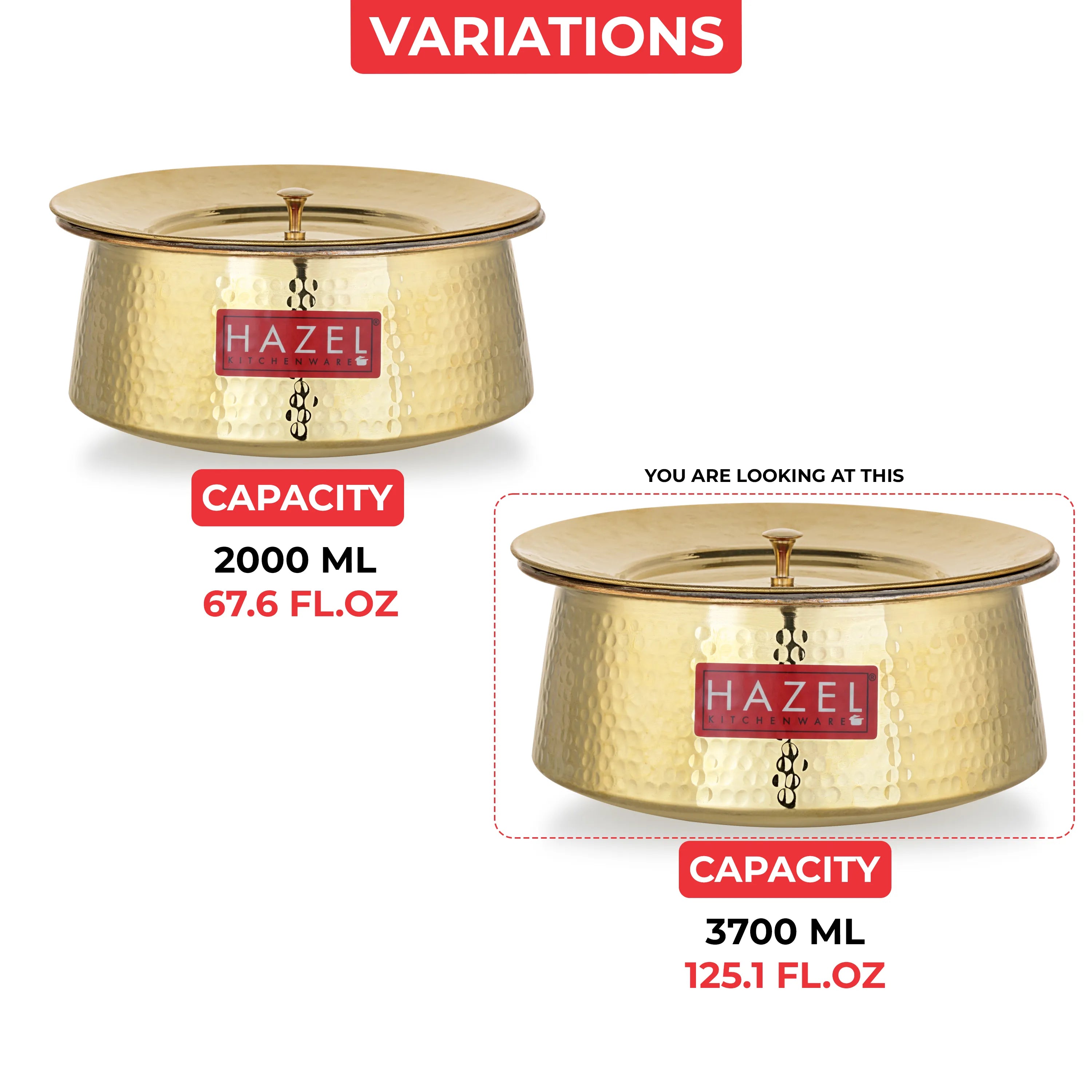 Brass Hammered Urli with Lid – 3700 ML, 24cm