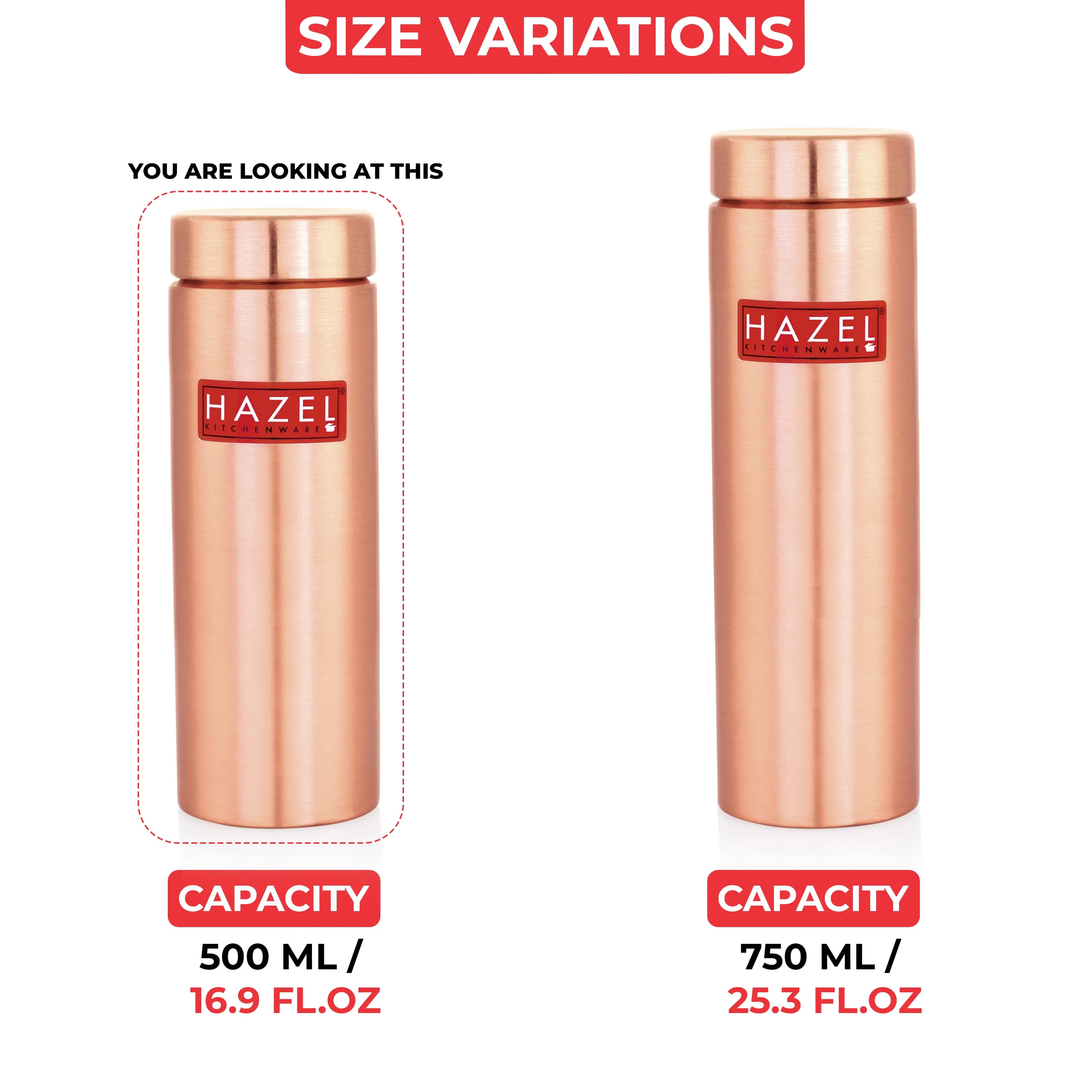 Copper Water Bottle for School – 500 ML