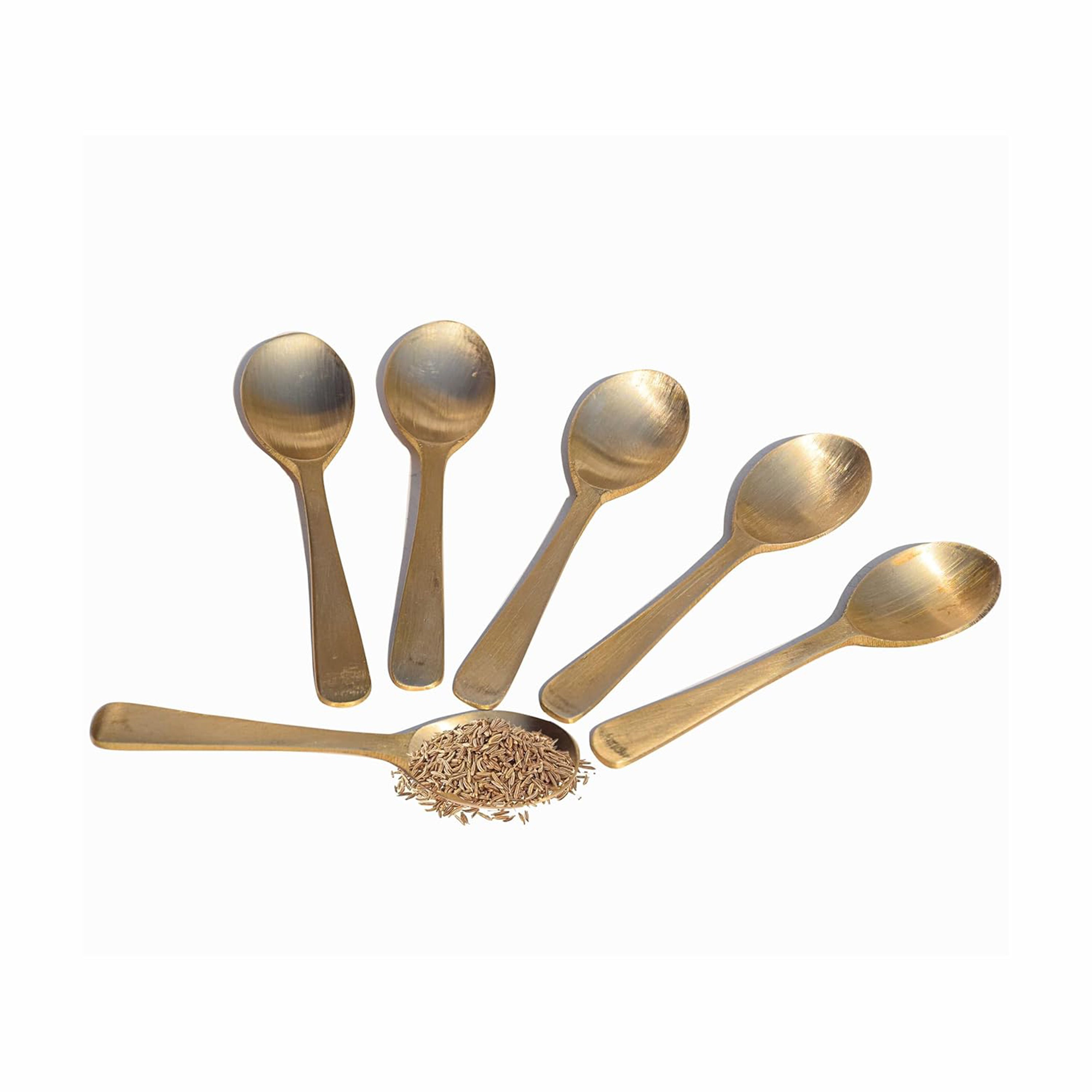 Brass Masala Spoon for kids, Spice Jars & Containers, Set of 6