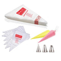 Disposable Piping Bags, Pack of 100 with 3 Nozzles(Round, Star & Ruffles)