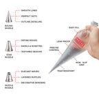 Disposable Piping Bags, Pack of 100 with 3 Nozzles(Round, Star & Ruffles)
