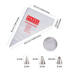 Disposable Piping Bags, Pack of 100 with 3 Nozzles(Round, Star & Ruffles)
