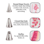 Disposable Piping Bags, Pack of 100 with 3 Nozzles(Round, Star & Ruffles)