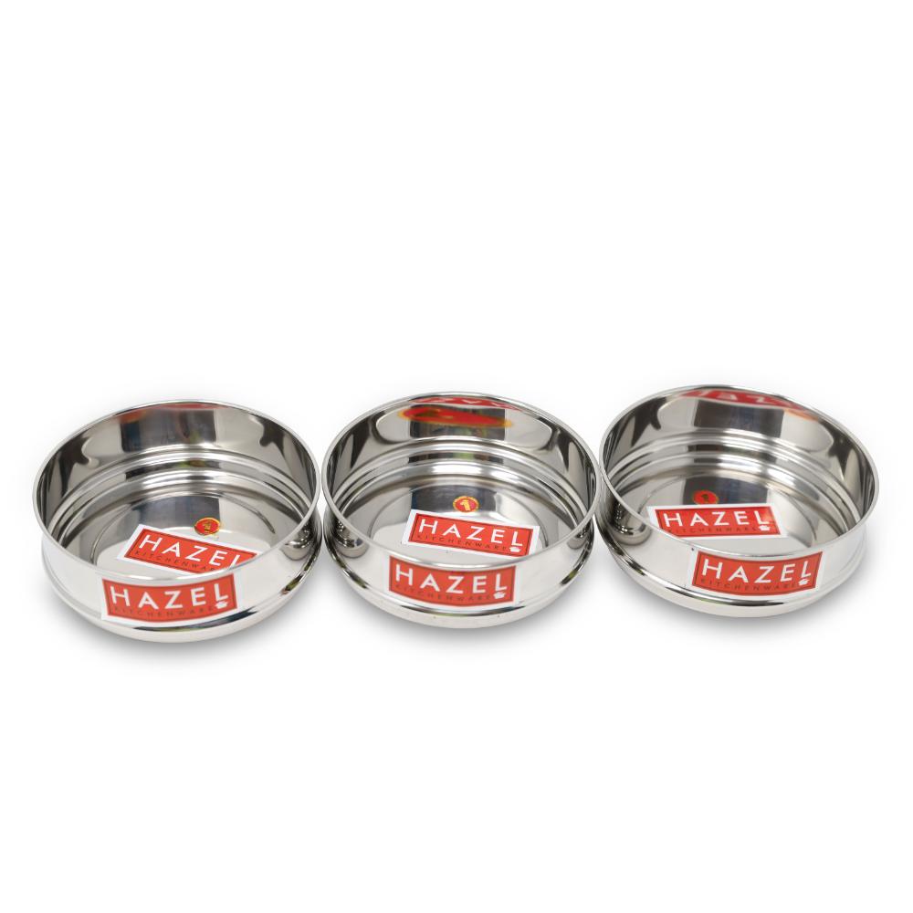 Stainless Steel Flat Pressure Cooker Dabba Set of 3, 500 ML