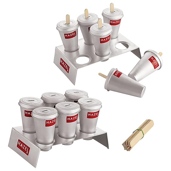 Aluminium Kulfi Mould Set – 12 Moulds with 2 Stands & 24 Sticks