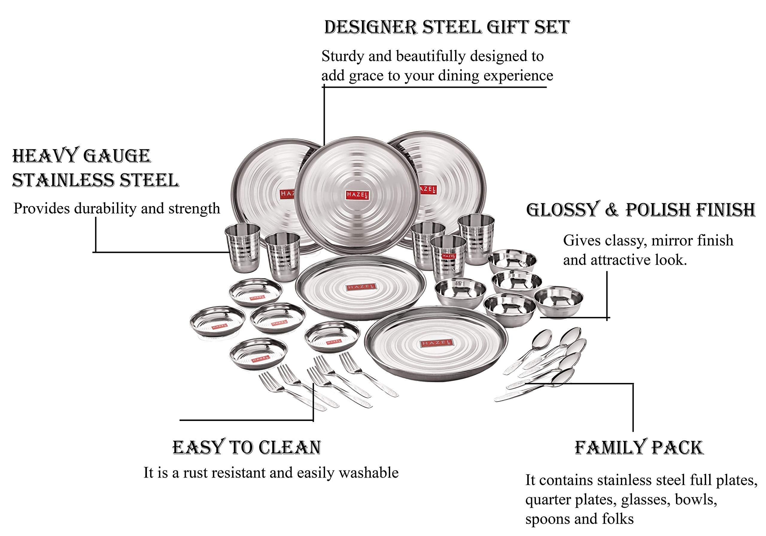 Stainless Steel Dinner Set - 30 Pc
