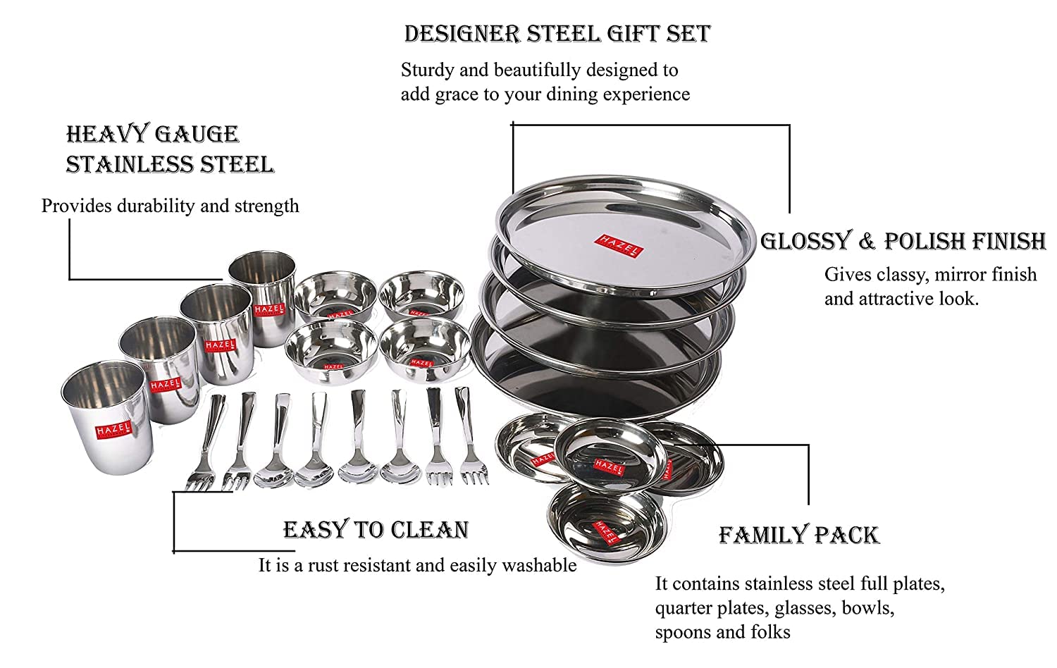 Stainless Steel Dinner Set - 36pc