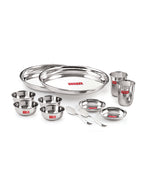 Stainless Steel Dinner Set - 12 pc (2 Plate, 2 Glass, 4 Bowl, 2 Dessert Plate, 2 Spoon)