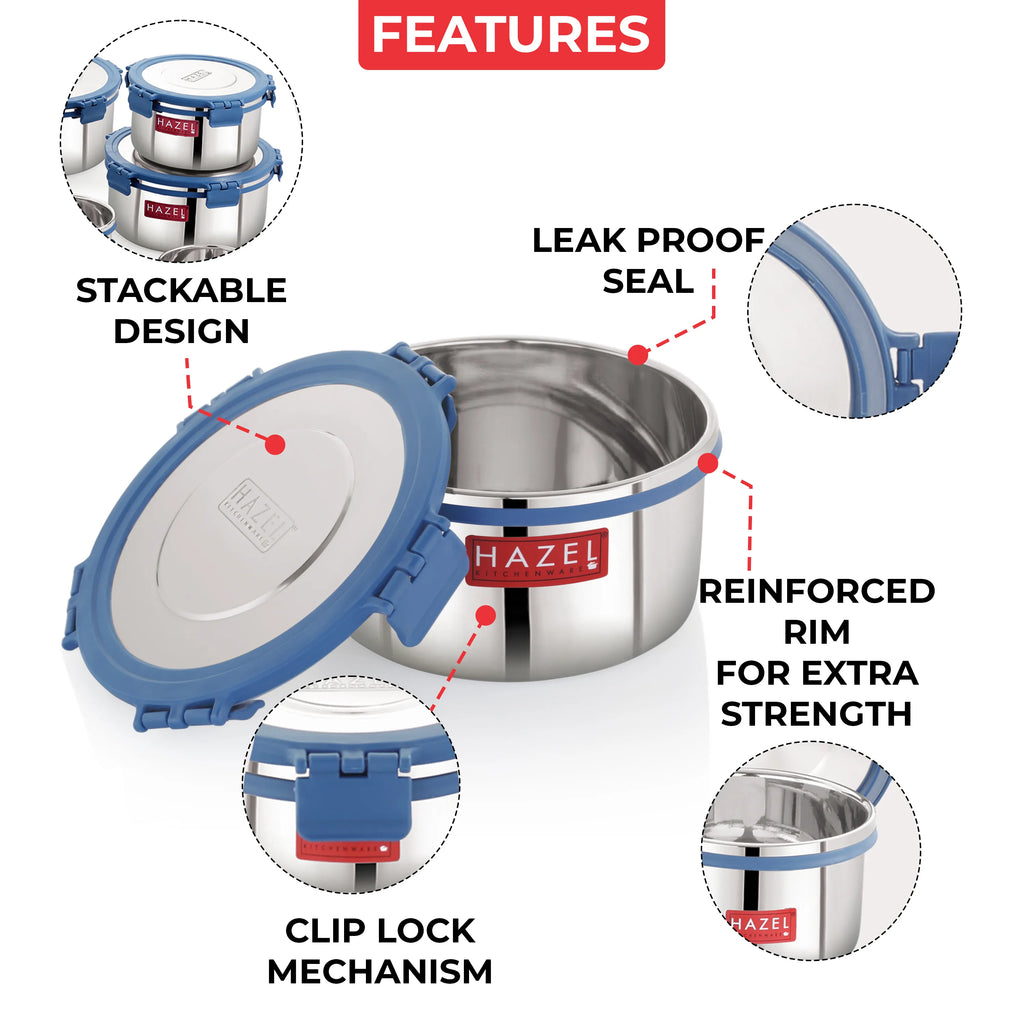 Stainless Steel Containers with Lid - 1125 ML