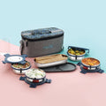 Hercules Steel Lunch Box with Roti Dabba and Flat Bag - Set of 5 (285, 360, 450)