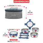 Hercules Stainless Steel Lunch Box with Flat Bag - Set of 4 (360 ML)