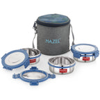 Hercules Stainless Steel Lunch Box with Standing Bag - Set of 3 (360 ML)