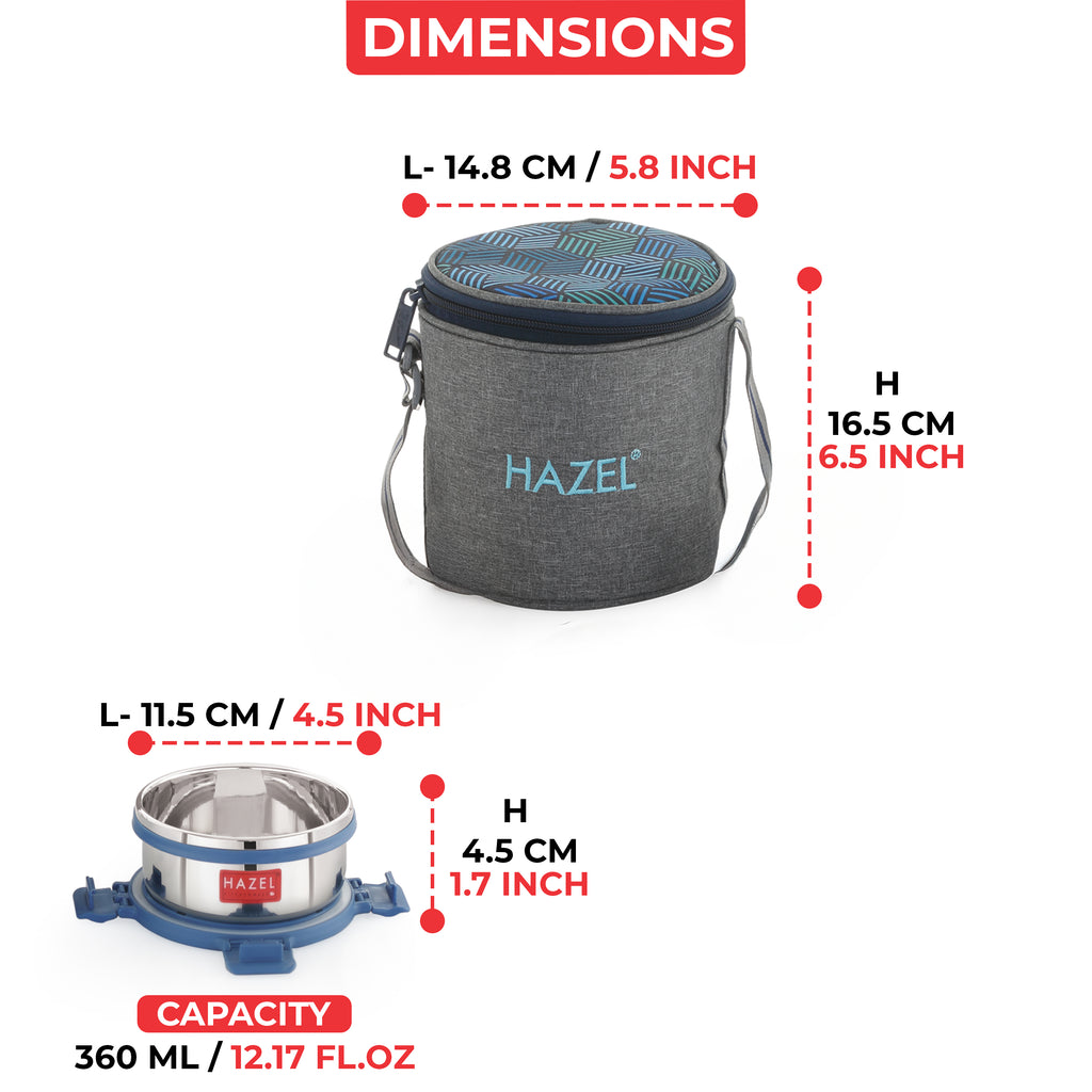 Hercules Stainless Steel Lunch Box with Standing Bag - Set of 3 (360 ML)