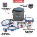 Hercules Stainless Steel Lunch Box with Standing Bag - Set of 3 (360 ML)