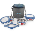 Hercules Stainless Steel Lunch Box with Standing Bag - Set of 3 (285 ML)