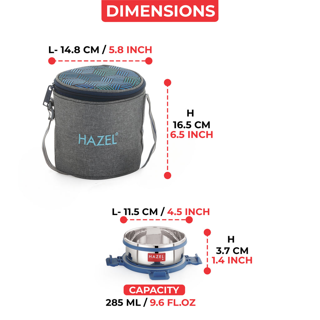 Hercules Stainless Steel Lunch Box with Standing Bag - Set of 3 (285 ML)