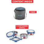 Hercules Stainless Steel Lunch Box with Standing Bag - Set of 3 (285 ML)