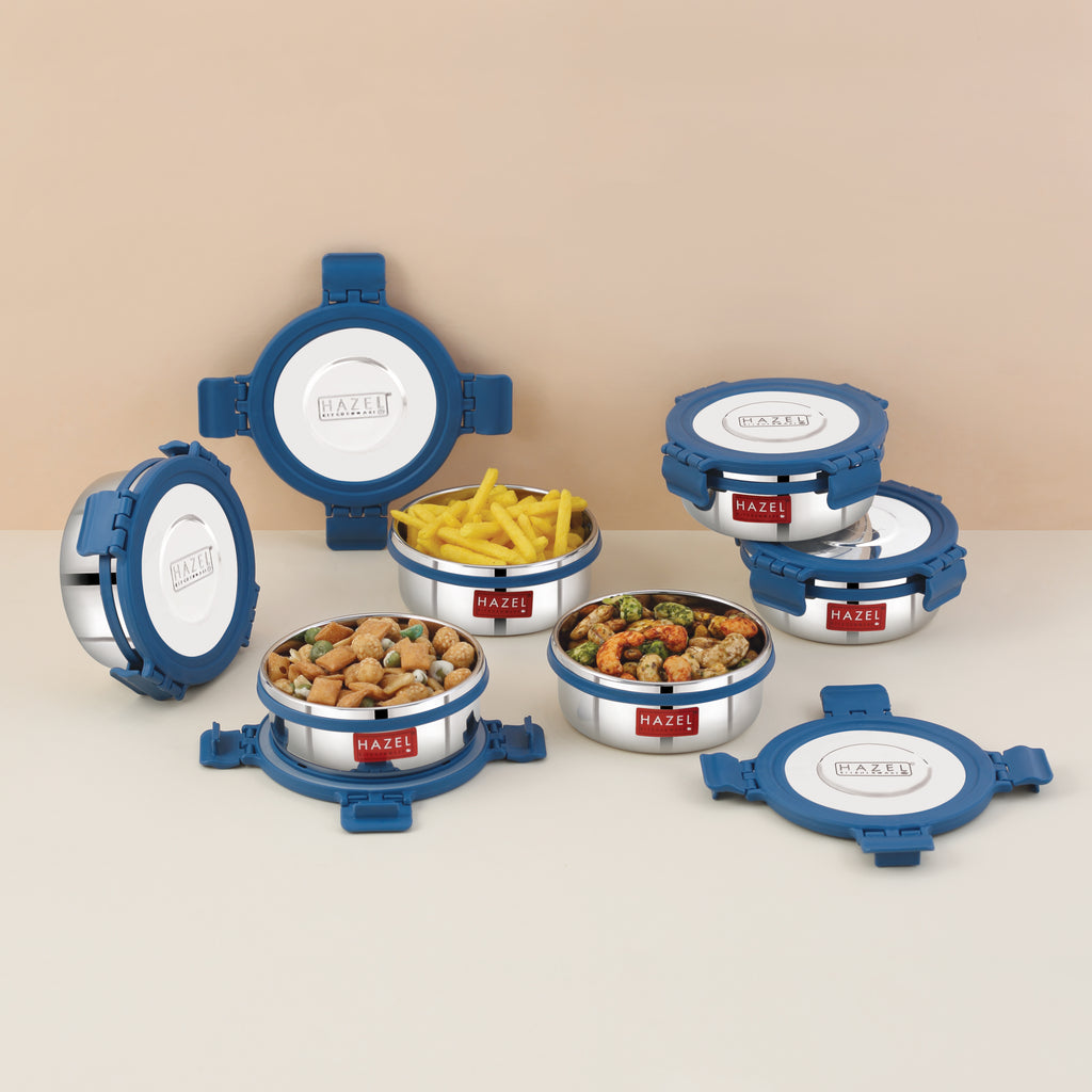 Stainless Steel Airtight Storage Containers – 360 ML (Set of 6)