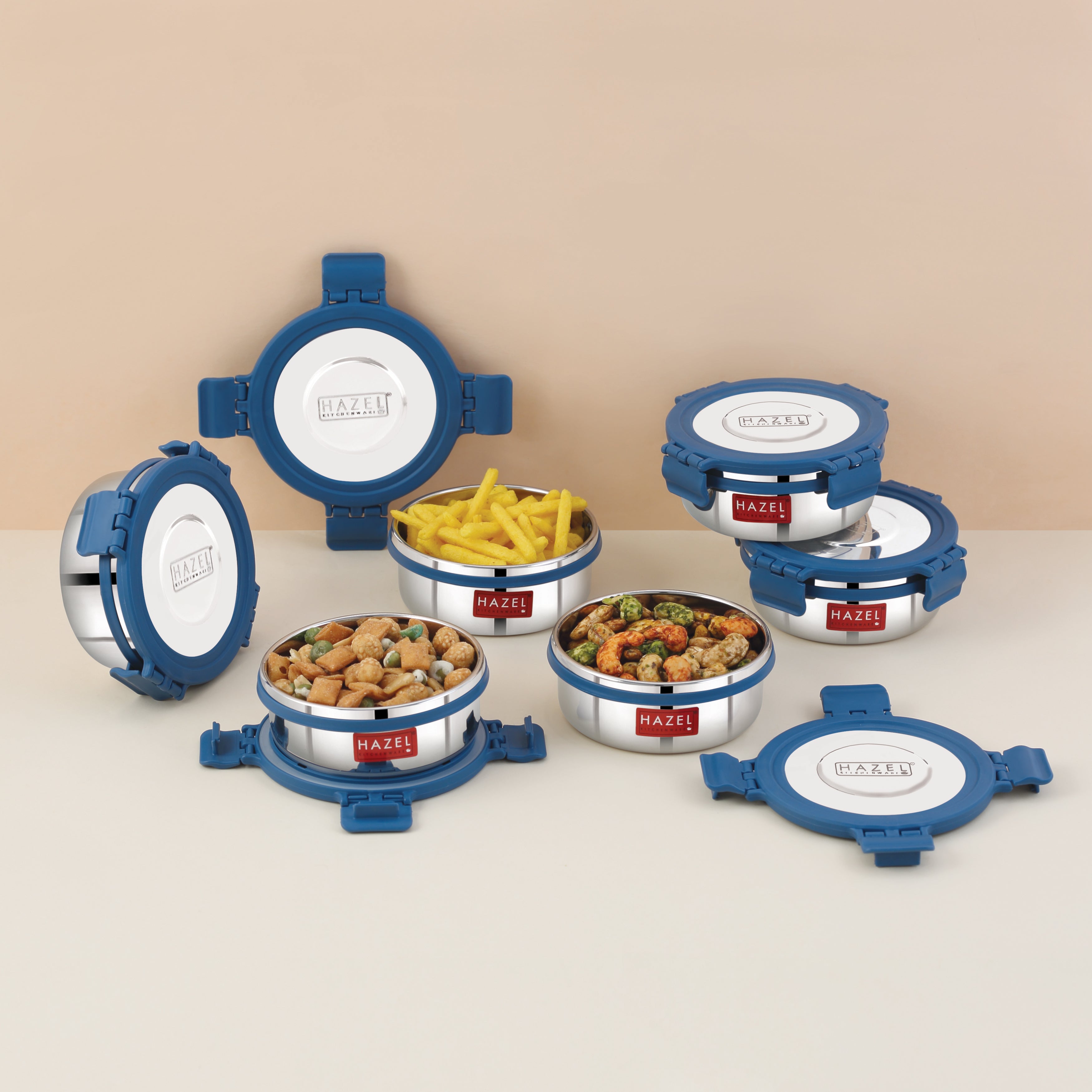 Stainless Steel Airtight Storage Containers – 360 ML (Set of 6)