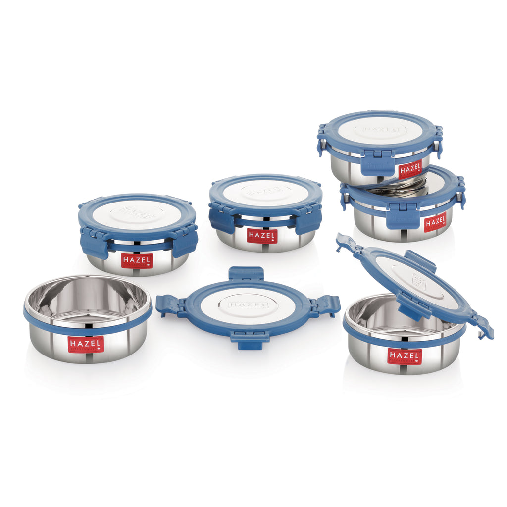 Stainless Steel Airtight Storage Containers – 360 ML (Set of 6)