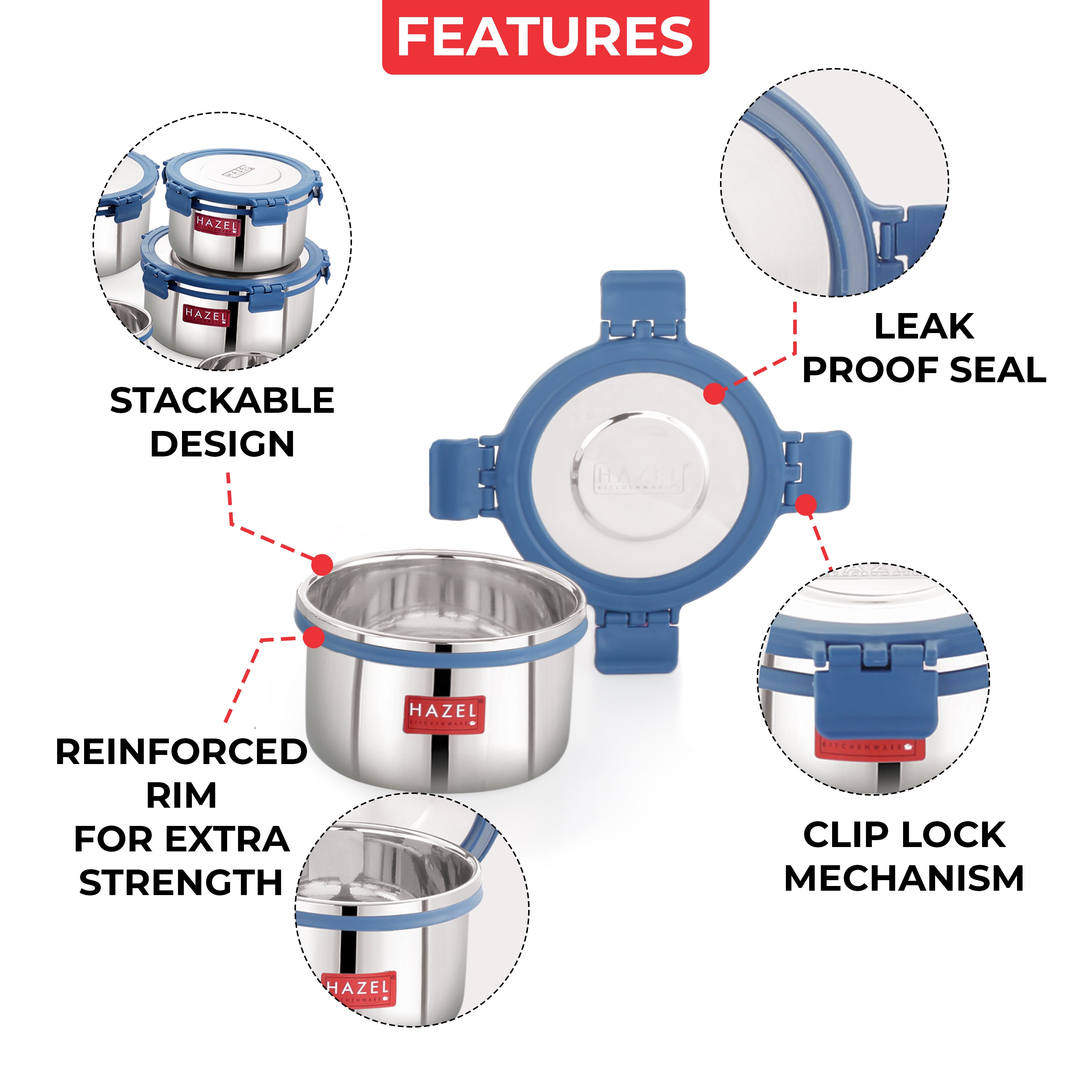 Leakproof Stainless Steel Tiffin Box, Airtight Food Grade Container