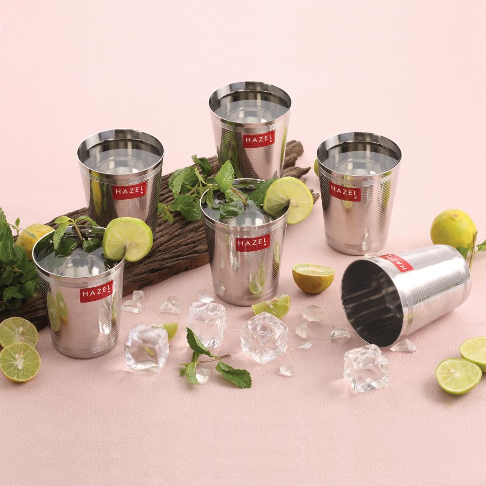 Stainless Steel Glass For Water and  Juice - 350 ML (Set of 6)