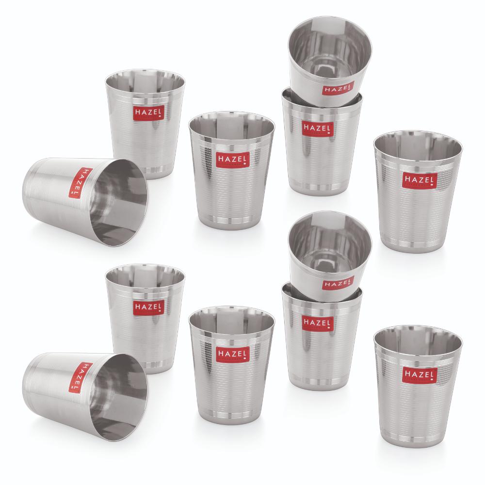 Stainless Steel Glass For Water and  Juice - 350 ML (Set of 12)
