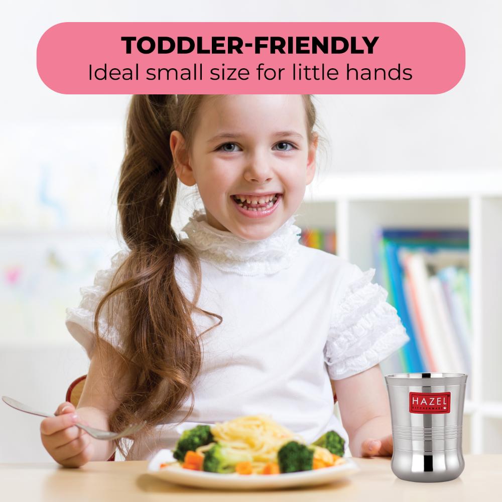 Stainless Steel Kids Glass - 200 ML (Set of 12)