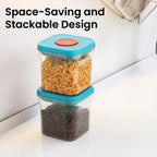 Airtight Plastic Food Storage Jar, One Touch Pop Up Lid – 600 ML, Blue