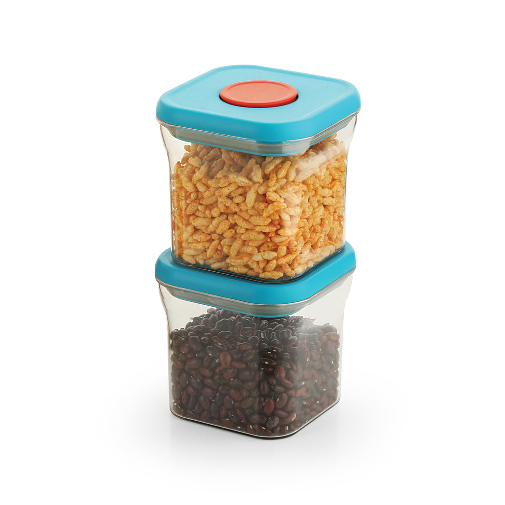 Airtight Plastic Food Storage Jar – 600 ML, (Set of 2 ) Blue