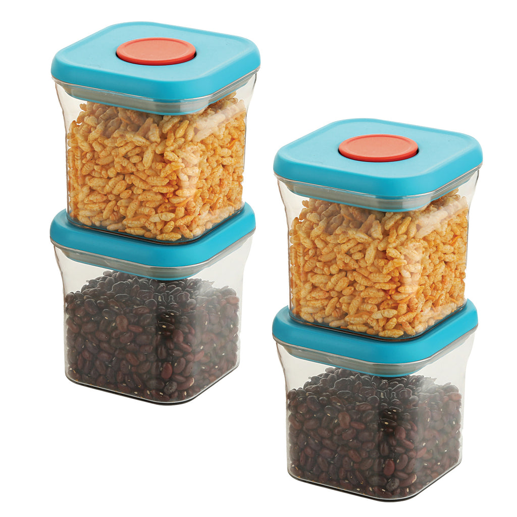 Airtight Plastic Food Storage Jar – 600 ML, (Set of 4 ) Blue