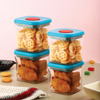 Airtight Plastic Food Storage Jar – 600 ML, (Set of 4 ) Blue