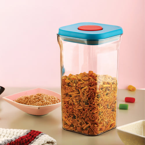 Airtight Plastic Food Storage Jar – 1300  ML, (Set of 6 ) Blue