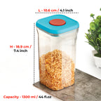 Airtight Plastic Food Storage Jar – 1300  ML, (Set of 6 ) Blue