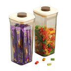 Airtight Plastic Food Storage Jar for Dal – 1600 ML, (Set of 2) Cream