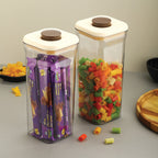 Airtight Plastic Food Storage Jar for Dal – 1600 ML, (Set of 2) Cream