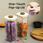 Airtight Plastic Food Storage Jar for Dal – 1600 ML, (Set of 2) Cream