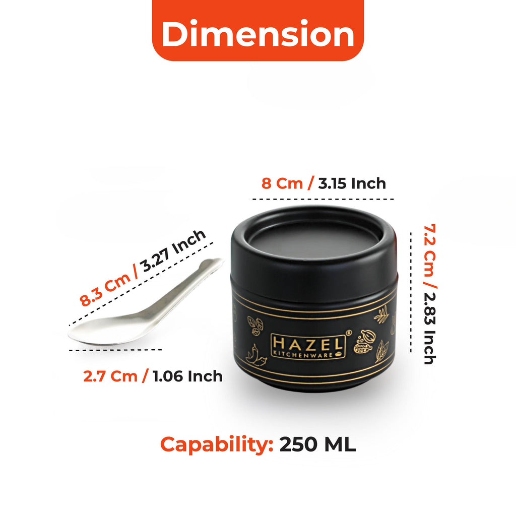 Mukhwas/Masala Container with Spoon – Black