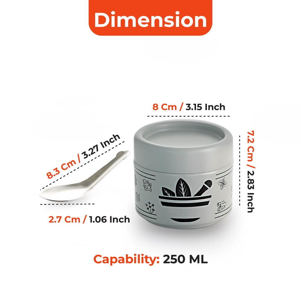 Galvanized Spice/Masala Container with Spoon – Grey