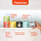 Masala Container with Spoon –  6 Containers with 6 Spoons