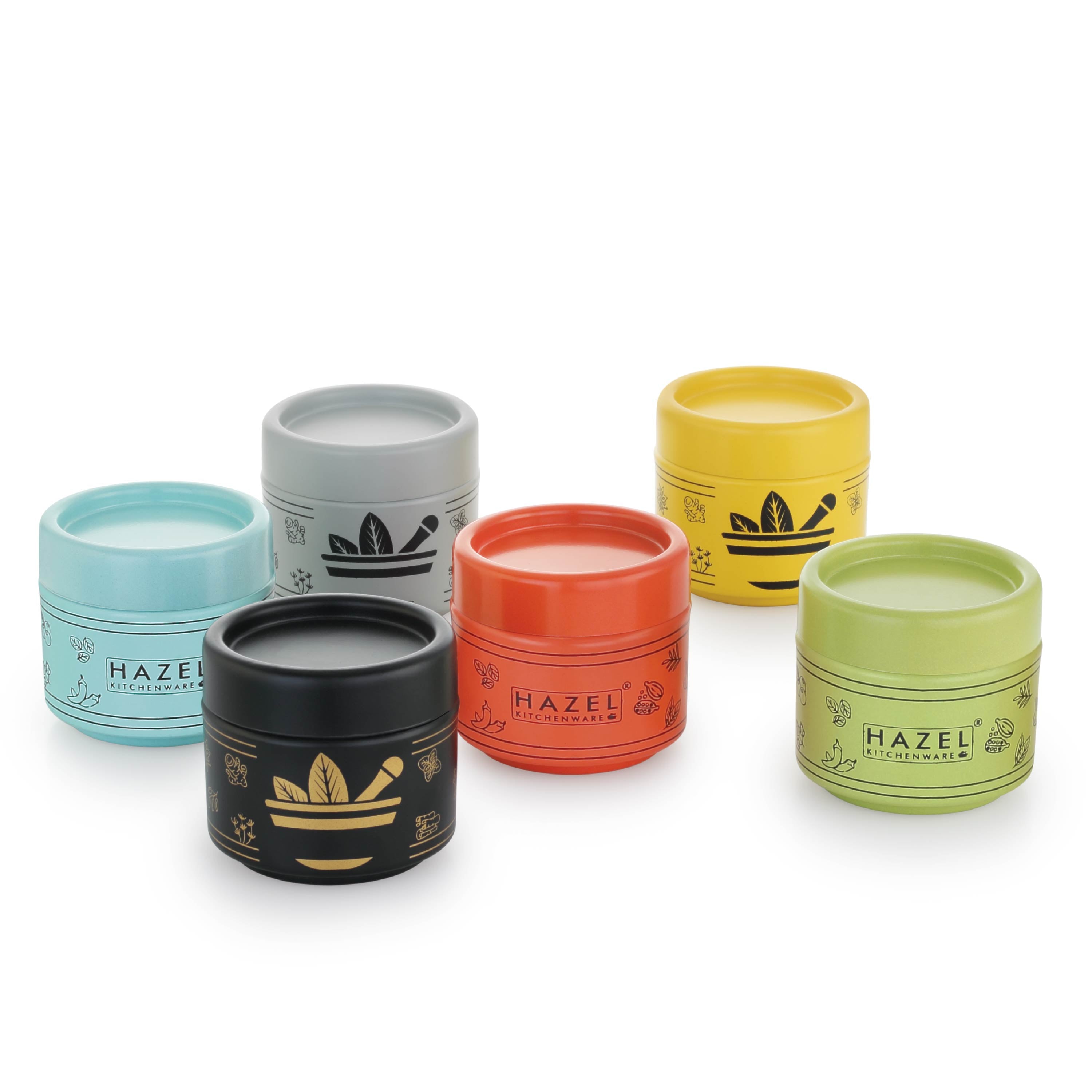 Masala Container with Spoon –  6 Containers with 6 Spoons