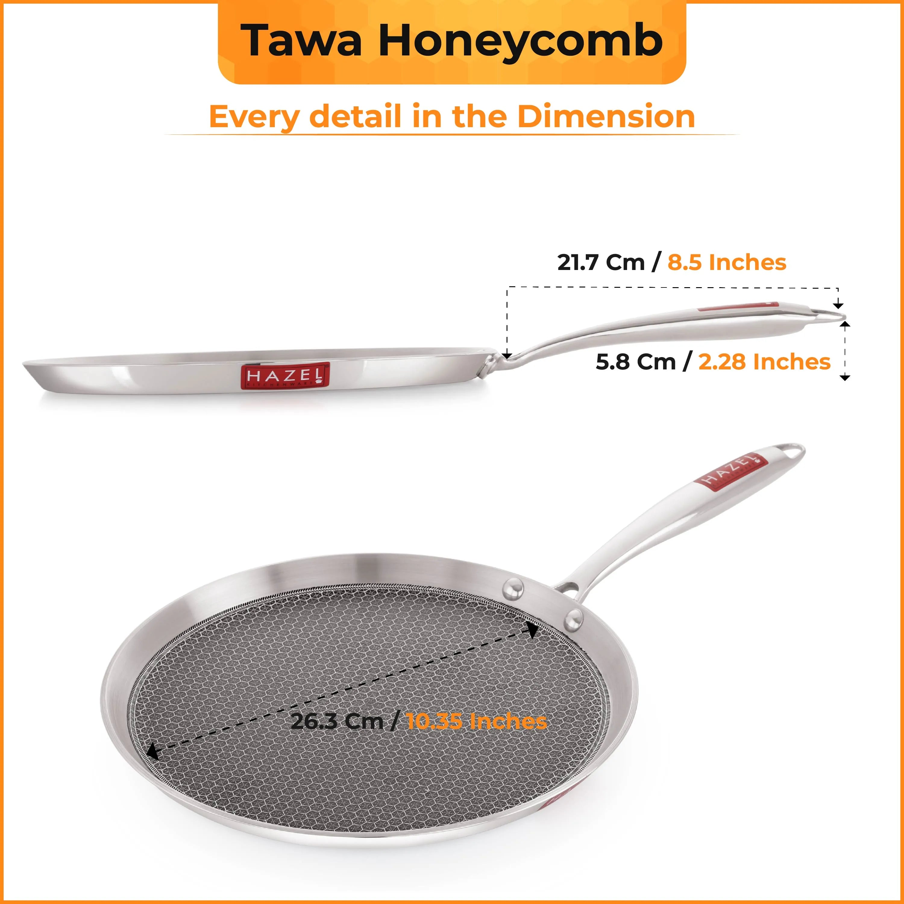 Honeycomb Triply Nonstick Dosa Tawa, 26.3 cm
