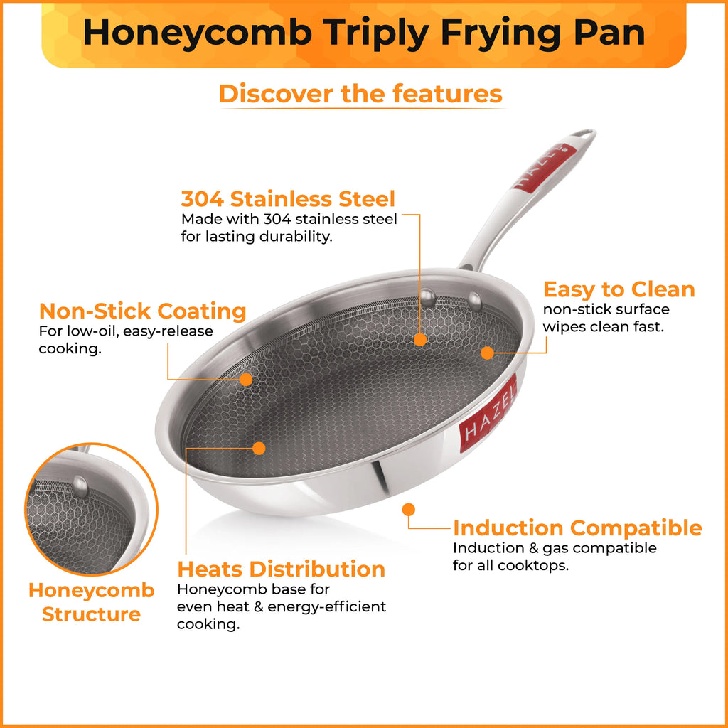 Honeycomb Triply Non-Stick Fry Pan – 22 cm, 1 L