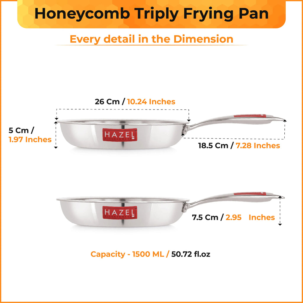 Honeycomb Triply Non-Stick Fry Pan – 24 cm, 1.5 L