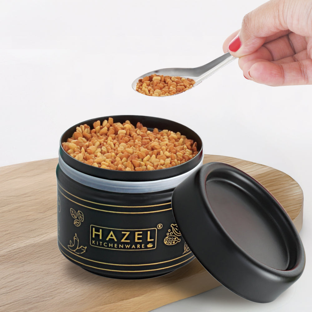 Mukhwas/Masala Container with Spoon – Black