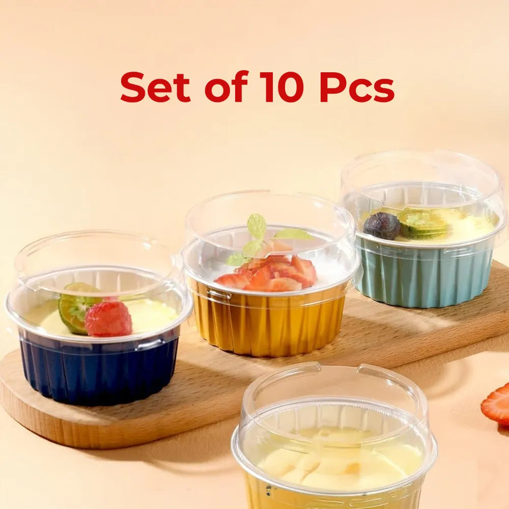 Round Aluminium Foil Container for Muffin & Pudding – 110 ML (Set of 10)