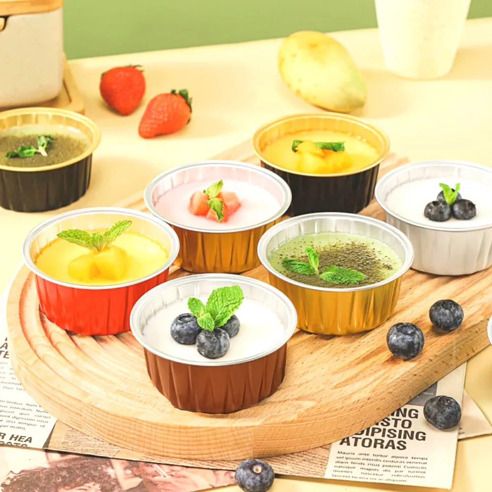 Round Aluminium Foil Container for Muffin & Pudding – 110 ML (Set of 10)