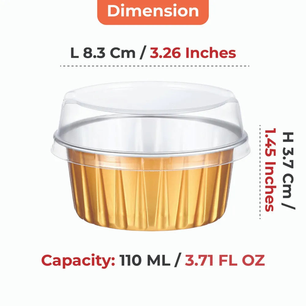 Round Aluminium Foil Container for Muffin & Pudding – 110 ML (Set of 10)