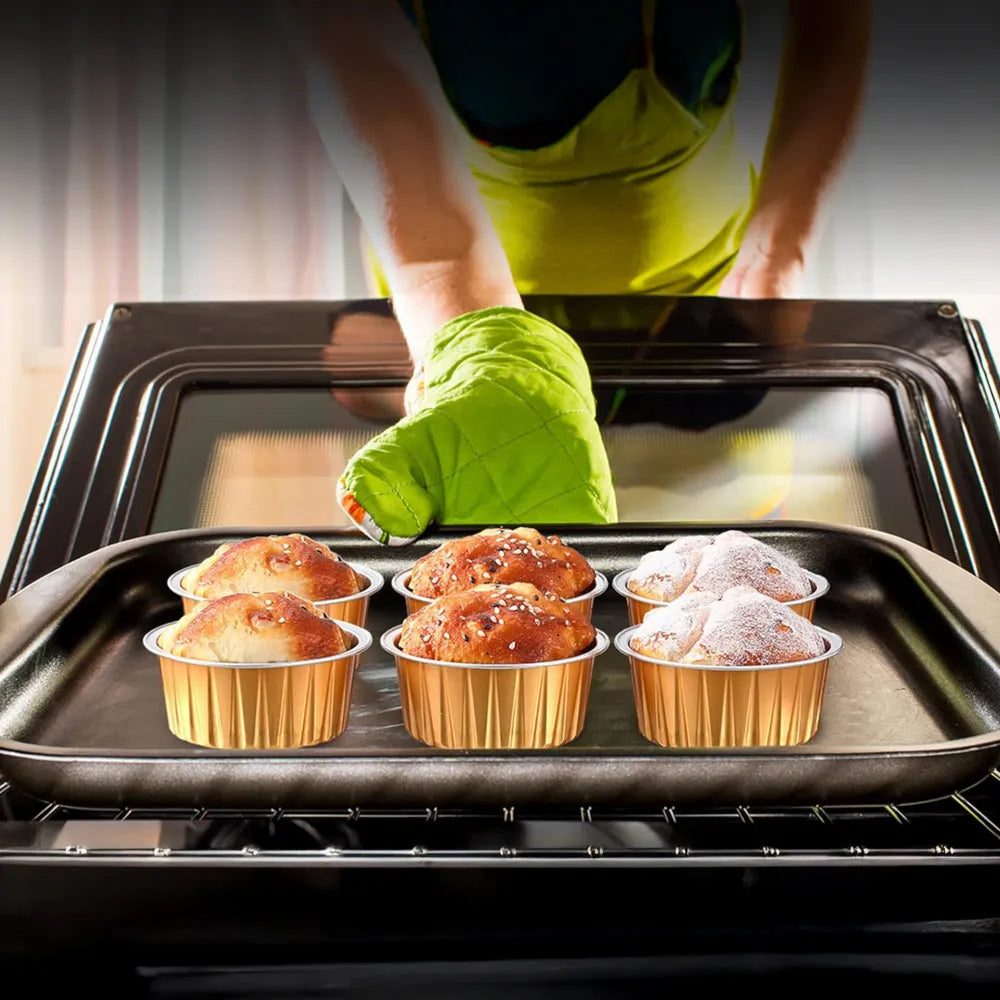 Round Aluminium Foil Container for Muffin & Pudding – 110 ML (Set of 10)