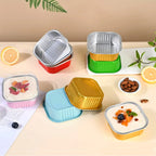 Square Aluminium Foil Container for  Brownie, Cake, Snacks – 200 ML, (Set of 10)